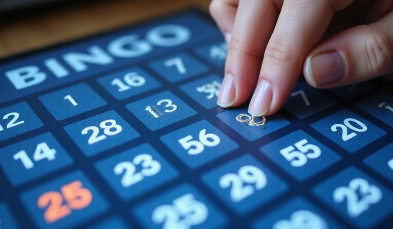 Hand marking numbers on a bingo card