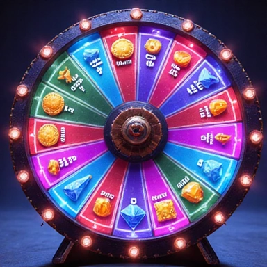 Colorful wheel of fortune with bonus segments