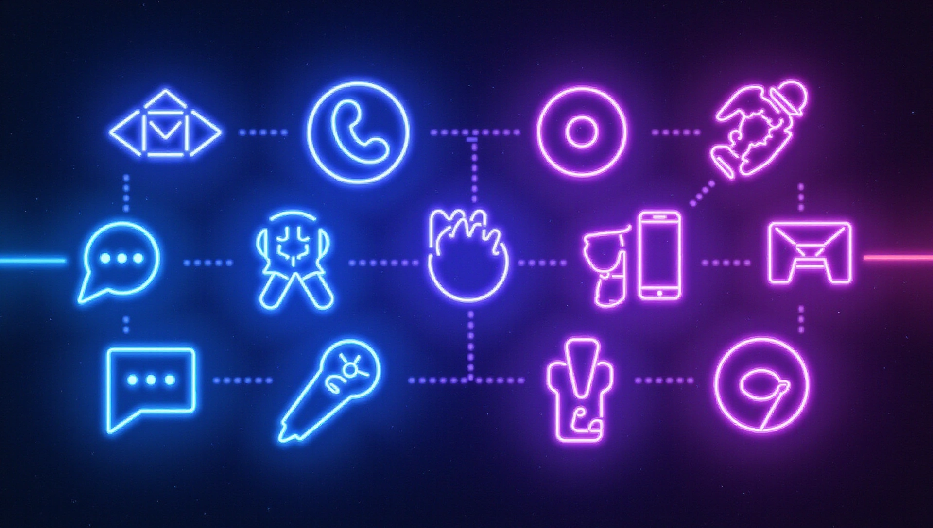 Abstract communication icons in neon colors