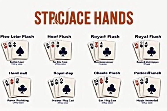 Diagram showing poker hand rankings from high card to royal flush