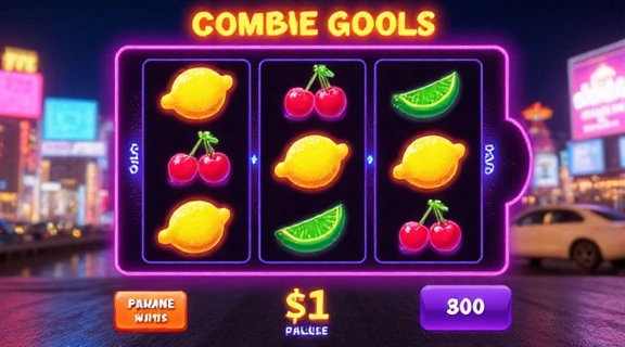 Neon Vegas slot machine with neon fruit symbols