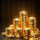 Large stack of virtual coins