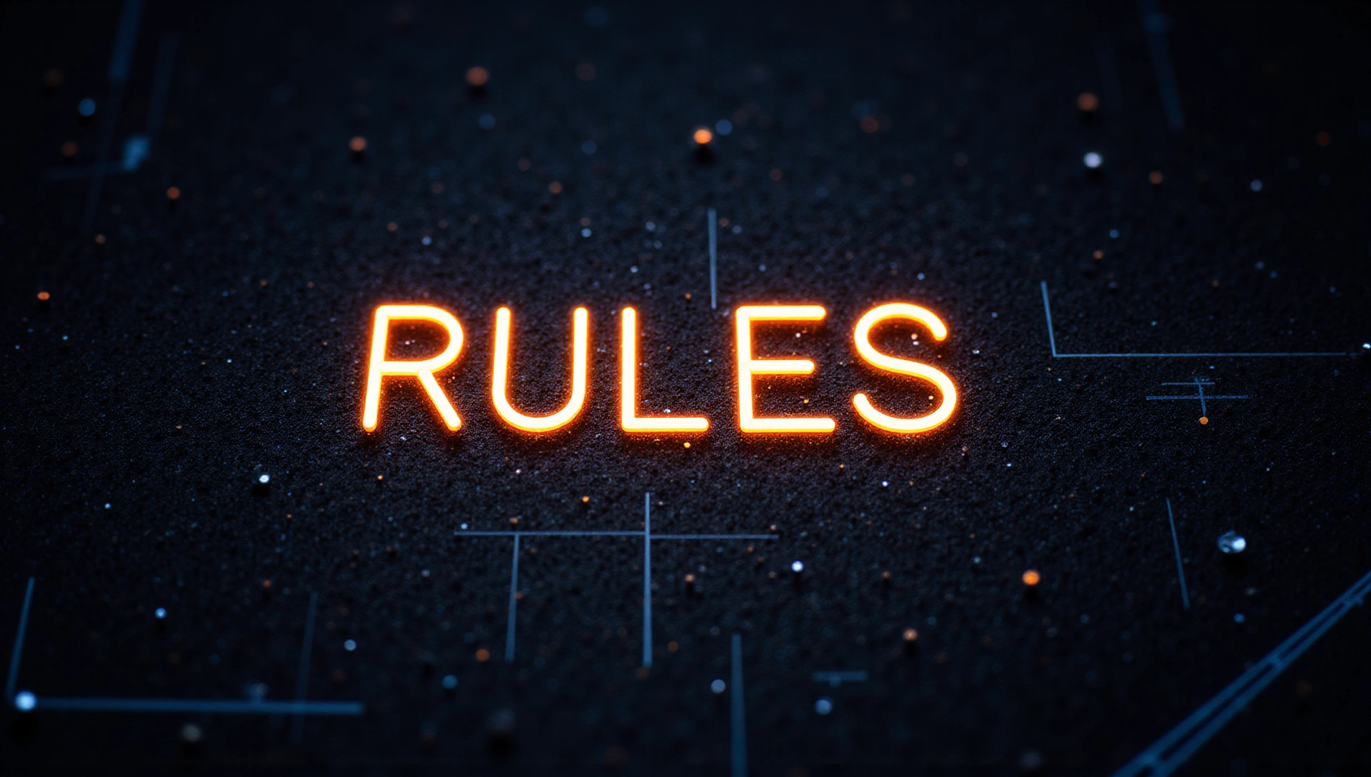 Abstract representation of digital rules and guidelines with glowing neon lines